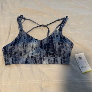 Blue Gray Tie-Dye Strappy Sports Bra